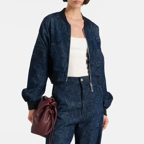 CHCH moda mujer con bolsillos Denim azul chaquetas con cremallera Vintage solapa cuello manga larga mujer Chic trajes de señora