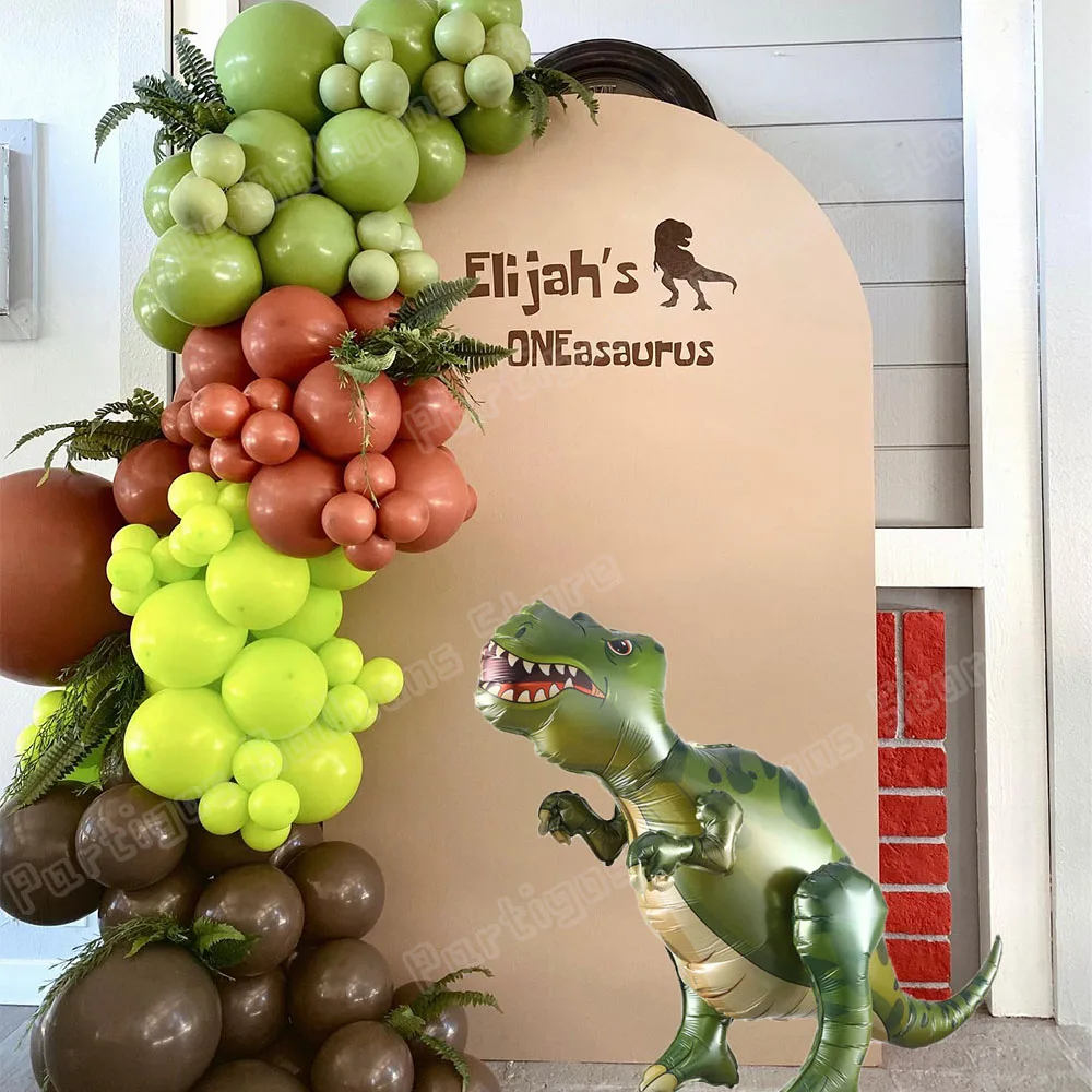 

90/99Pcs Dinosaur Balloon Garland Kit Green Orange Brown Arch Dino Foil Ball Jungle Safari Dino Birthday Baby Shower Party Decor