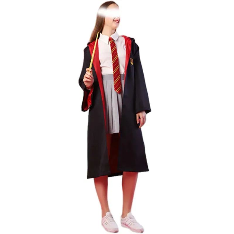 2025 신상 망토 키즈 코스프레 헤르미온느 그리핀도르 마법 로브 넥타이 지팡이 할로윈 의상 (성인용) ❤ ❤   $zz