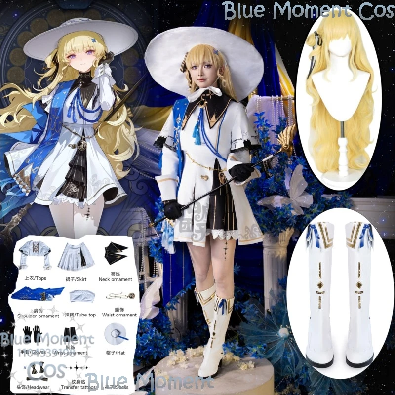 

Phoebe Game Wuthering Waves Coaplay Costume Long Blonde Wig Shoes Sexy Lolita White Dress Women Girl Suit Halloween Customized