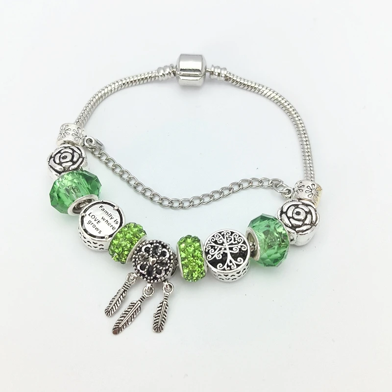 Fashionable Crystal Bracelet DIY Flower Tree Large Hole Beads Dream Catcher Tassel High-End Versatile Bracelet