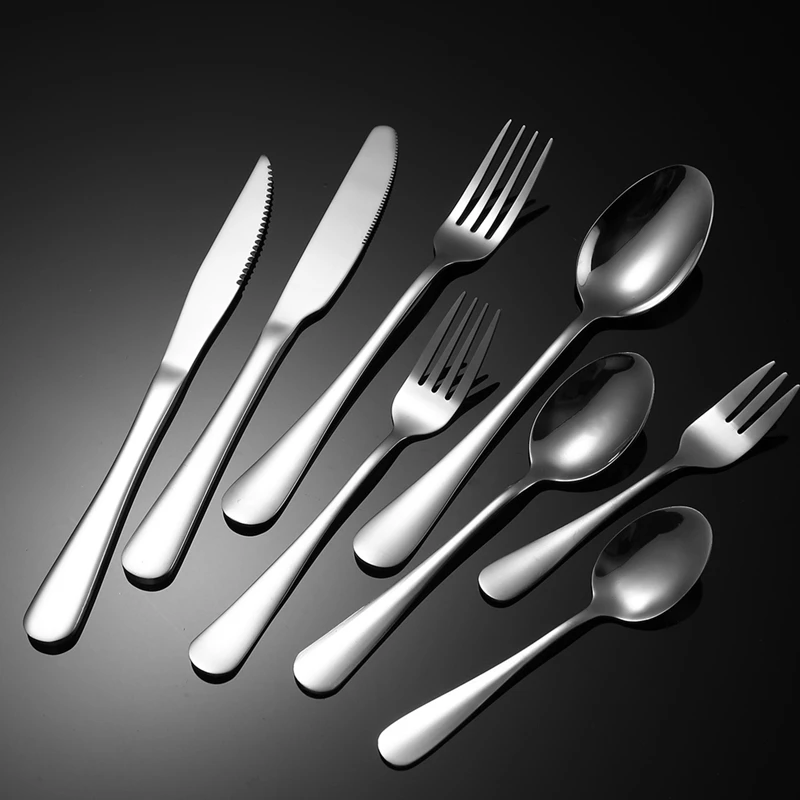 Stainless Steel Silver Luxury Tableware Steak Knife Fork Coffee Dessert Spoon Teaspoon Flatware Kitchen Accessories