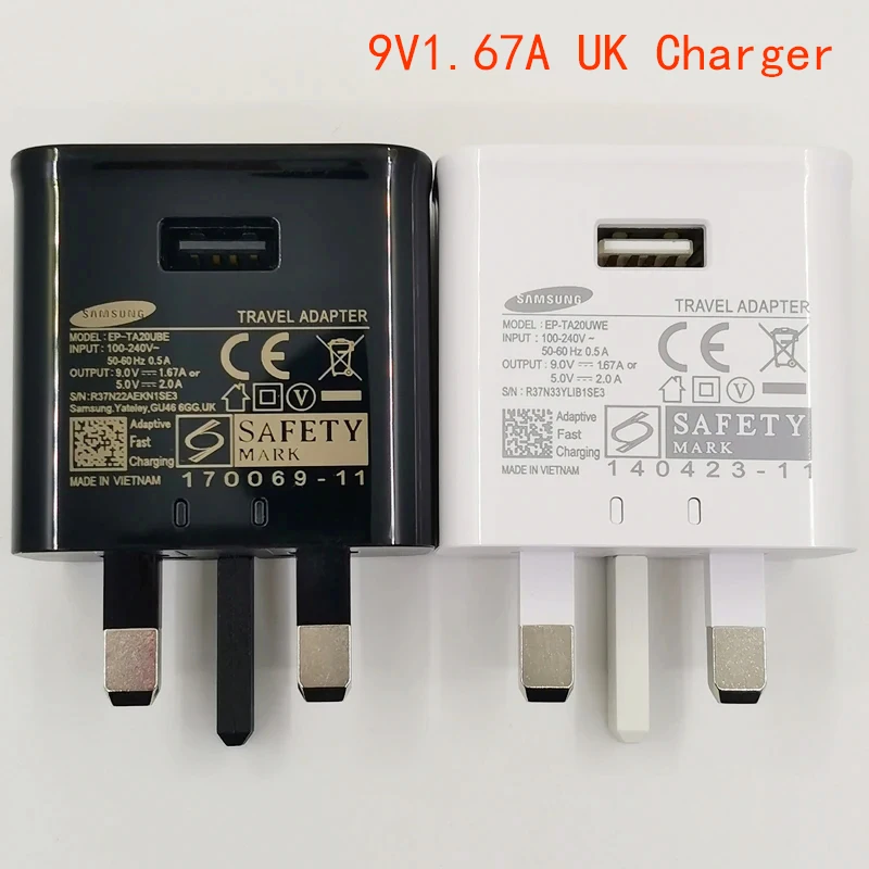 

Samsung 15W UK Plug 9V1.67A Fast Charger Power Adapter 1.2M/2M USB Type C Cable For Galaxy A32 A22 A12 A13 S10 S8 S9 Plus Note9
