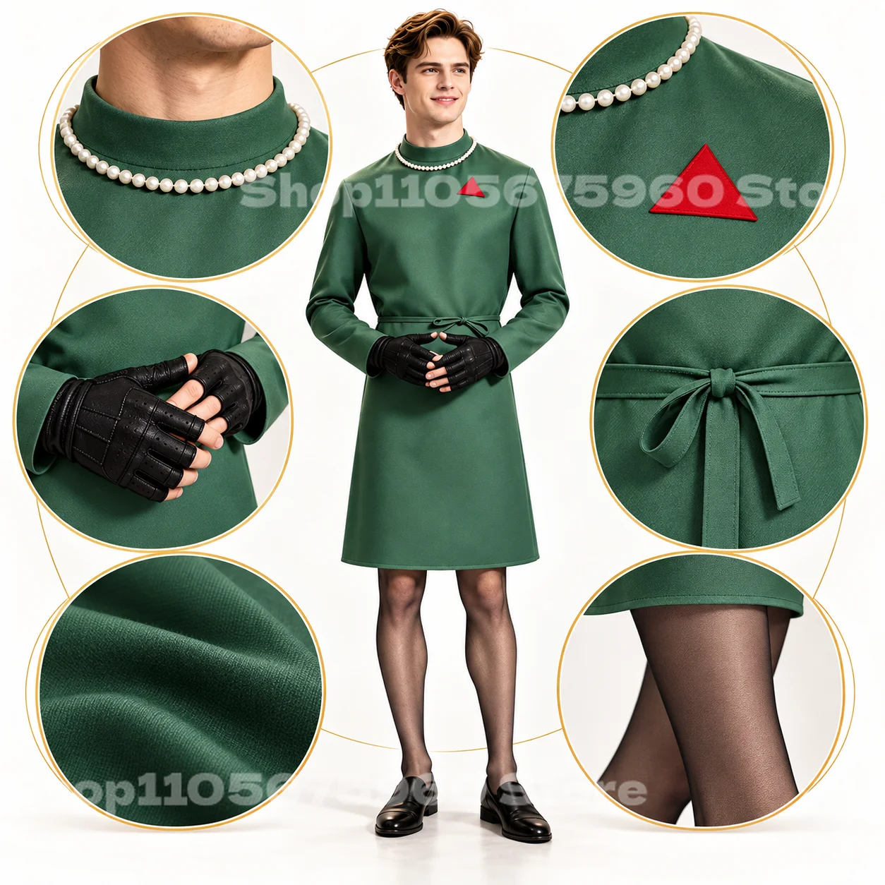 Dr. Frank-N-Furter Cosplay Costume The Rocky Horror Picture Show Dress Black Lace-up Camisole Briefs Striped Stockings Gloves - view 5