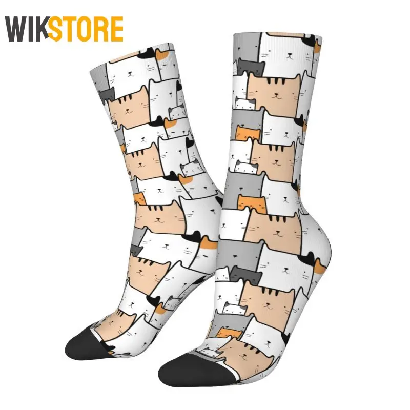 Cool Cartoon Cat Pattern Socks Men Women 3D Printed Cute Kitten Sports Basketball Socks