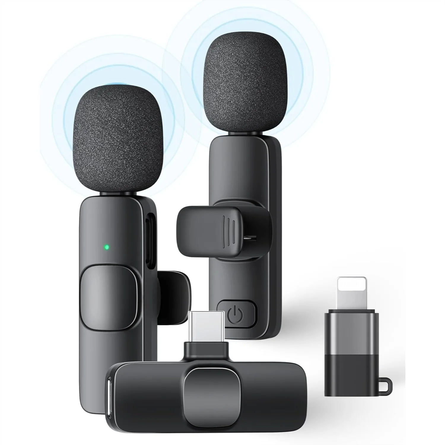 

2 Pack Wireless Lavalier Microphone For Iphone Ipad Android Phone Mini Lapel Mic Noise Reduction Plug And Play For Video Recording Interview Podcast Vlog