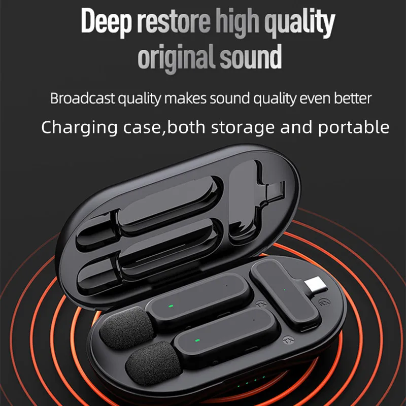 Microfono Lavalier Wireless con Pin di ricarica registrazione Audio Video Mini Mic per iPhone Android Live Broadcast risvolto microfono
