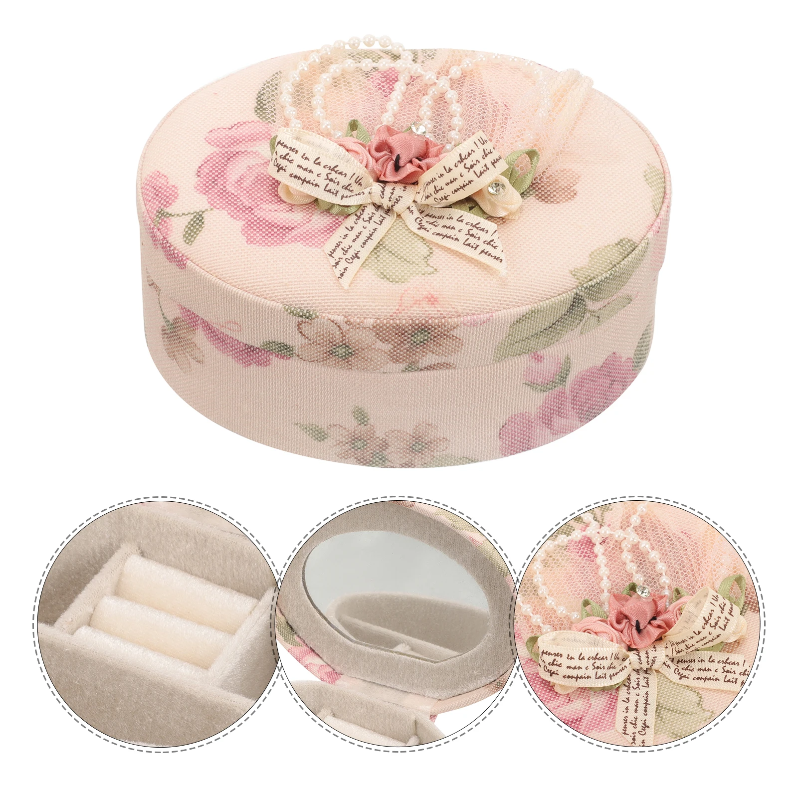 

Portable Jewelry Box Lace Flower Storage Case For Necklaces Earrings Bracelets Rings Cufflinks Hairpins Travel Organizer