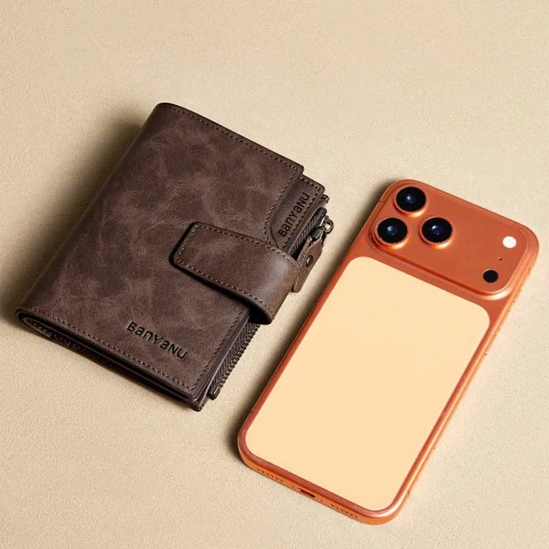 Men's Genuine Top Layer Cowhide Short Wallet Multi Card Slots Driver License Coin Purse Large Capacity Vintage Card Holder