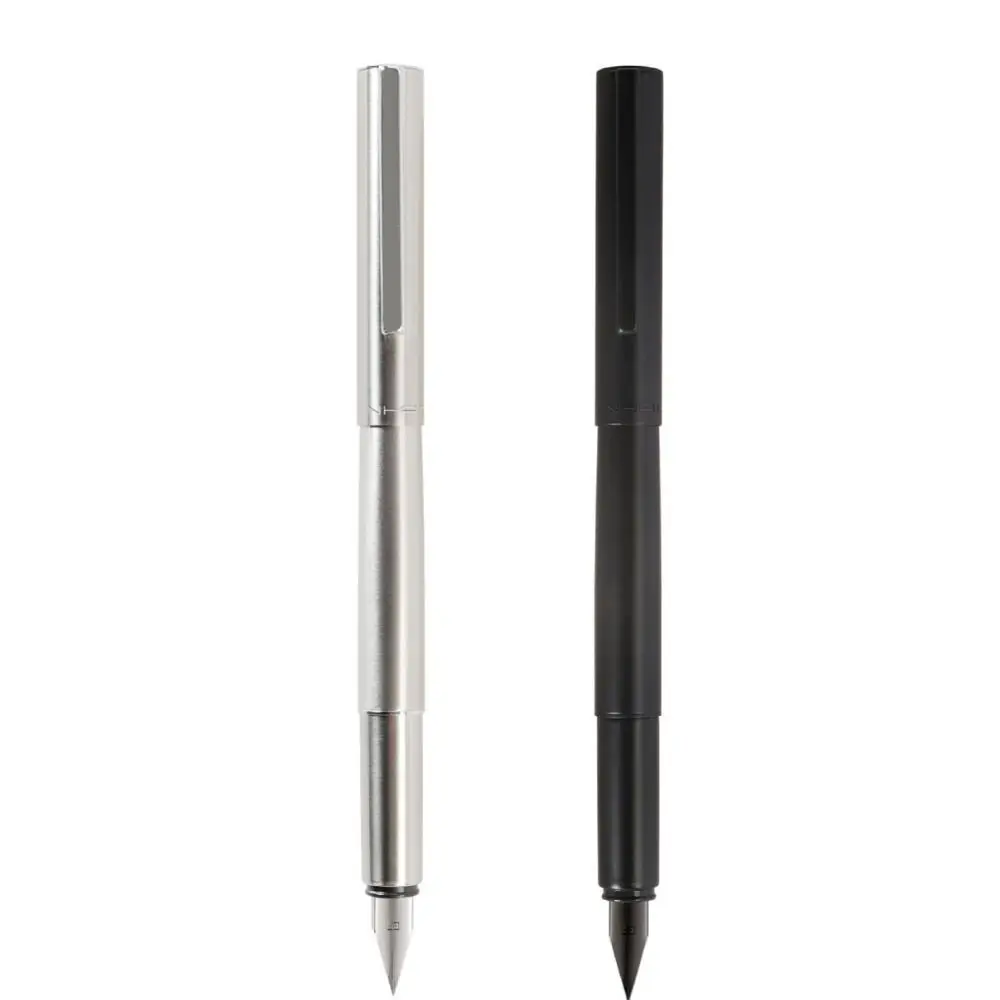 

Stainless Steel Fountain Pen Smooth Writing Ink Pens Extra Fine Pen Black Silver 0.38mm Calligraphy Pens Stationery