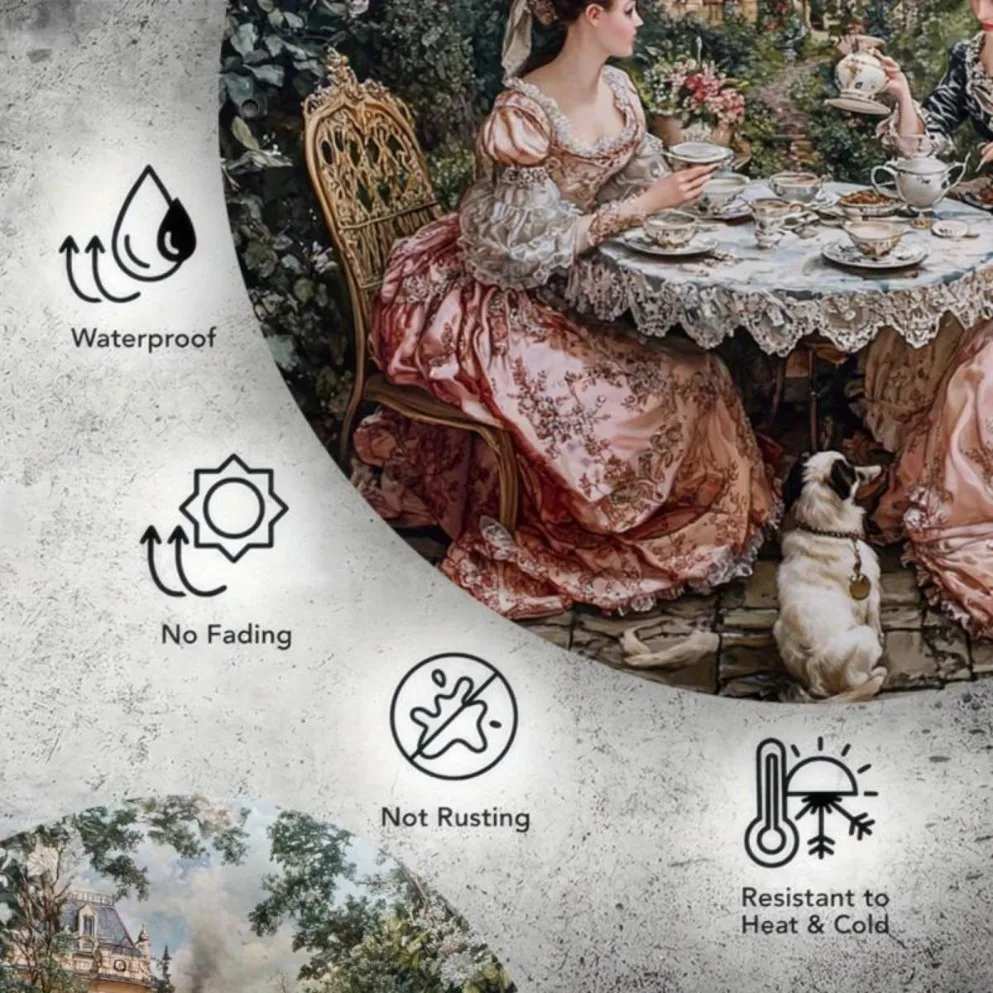 1 قطعة علامة حفلة الشاي فيكتوري للحديقة |   فن جداري عتيق مع مشهد أنيق للسيدات والحديقة |   مثالية لغرفة الشاي والدراسة وديكور المقهى