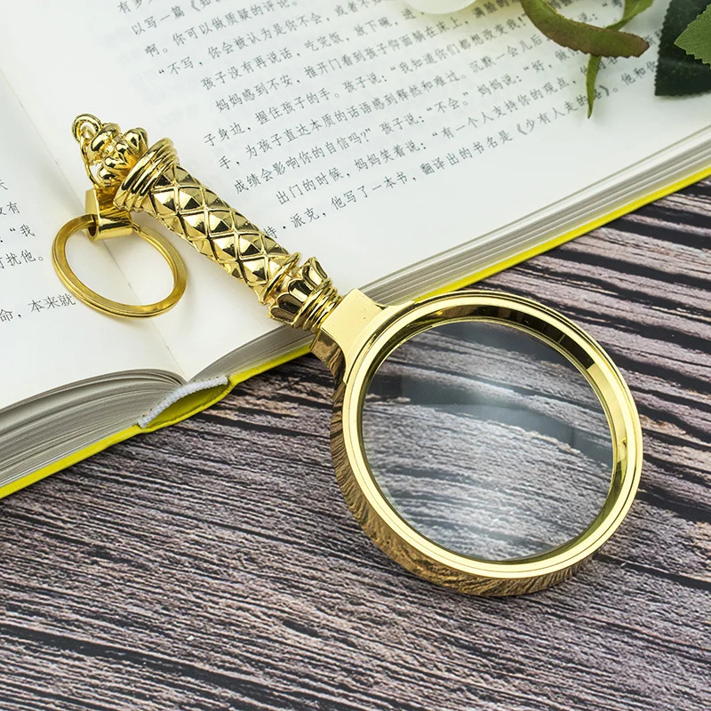 70mm 8X Handheld Magnifying Glass All Metal Retro Handle Magnifier for Elderly Reading Children Books Newspapers
