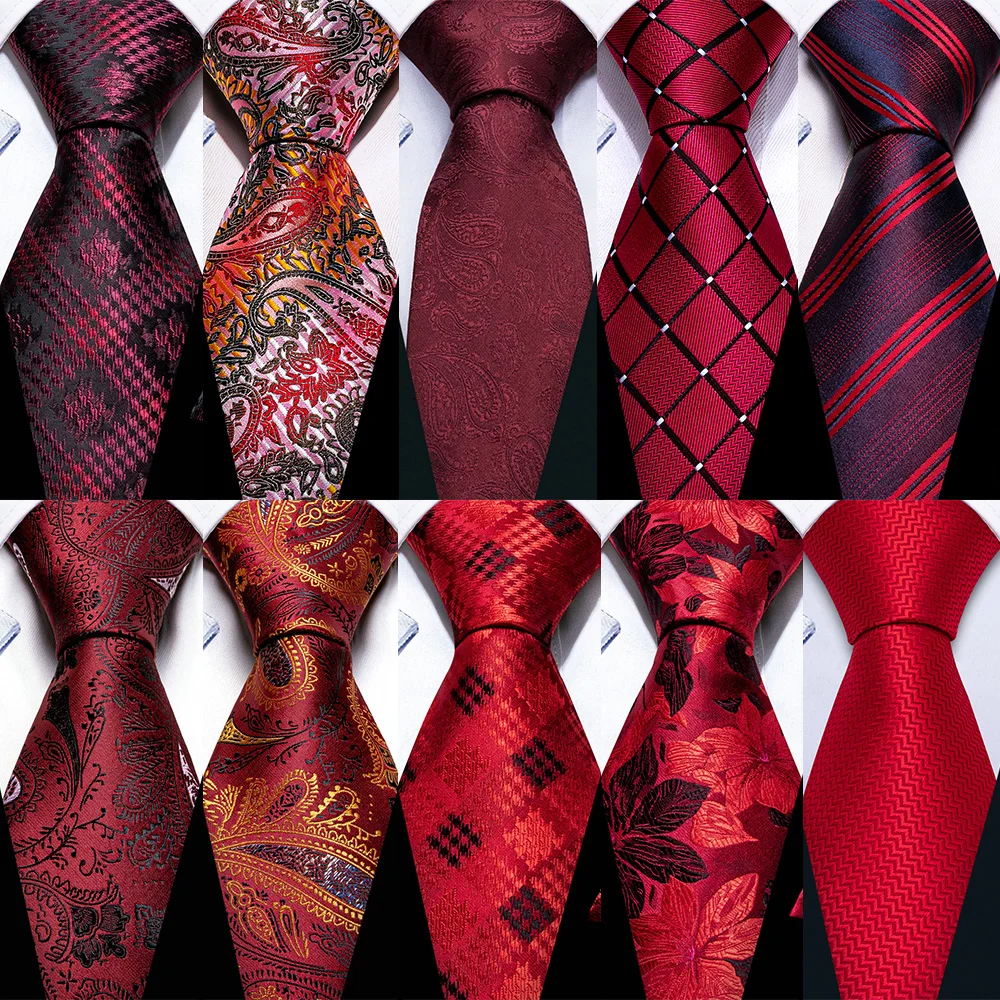 Requintado Rust Red Seda Gravatas para Homens, Banquete Lenço, Abotoaduras Set Banquete Festa de Casamento, Business Designer Pasiley, Alta Qualidade