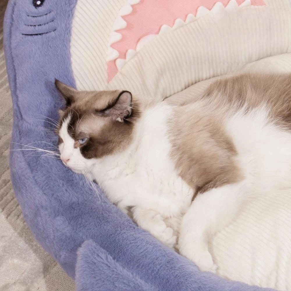 Cartoon Shark Shape Pet Bed Large Size Cat Bed Dog Bed Kennel Comfortable Pet Sleeping Mat Kitten Puppy Sofa Bed Winter Warm