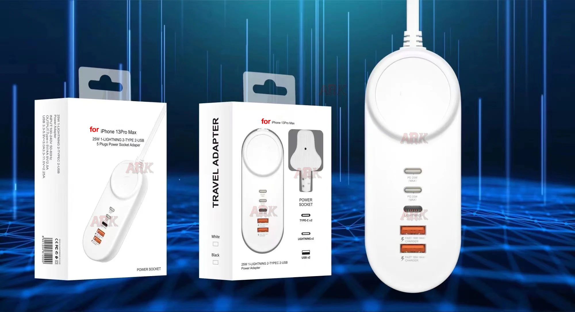 PD 35W 5พอร์ต USB C Charger Quick Charge Wall Charger 1M สายเคเบิลอะแดปเตอร์ไฟ UK EU US สำหรับโทรศัพท์มือถือชาร์จสำหรับ IPhone