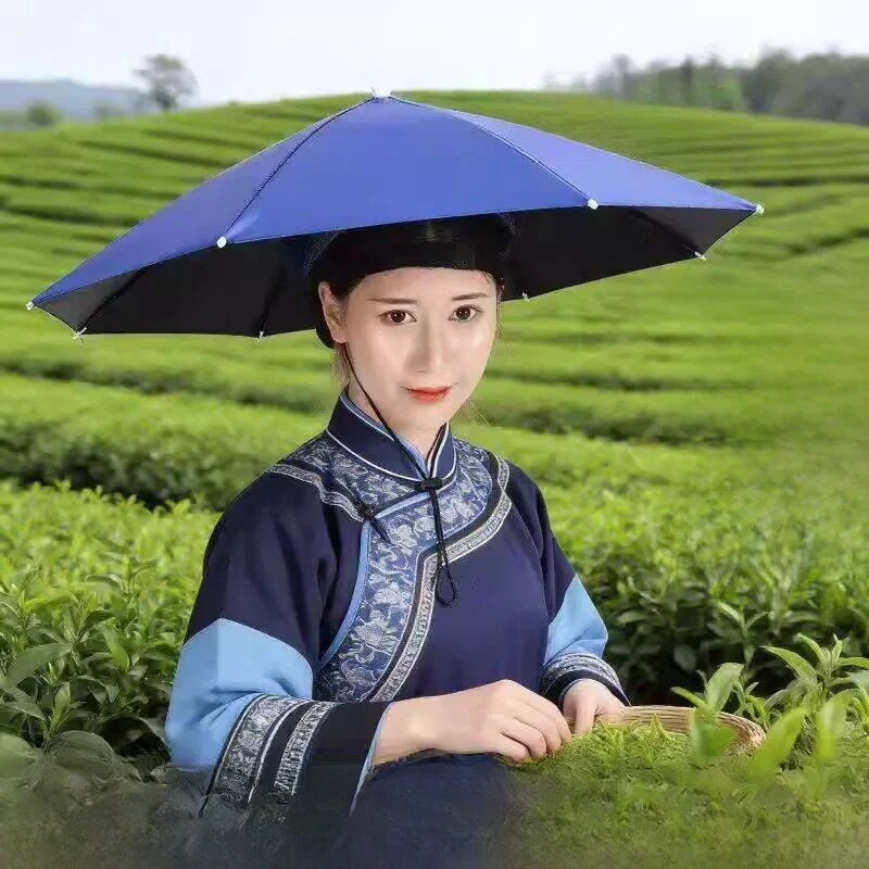 

Rural Sun Protection Hat Foldable Umbrella Headwear Tea Picking Cool Cap Rain Umbrella Hat Breathable Camping Fishing Gear