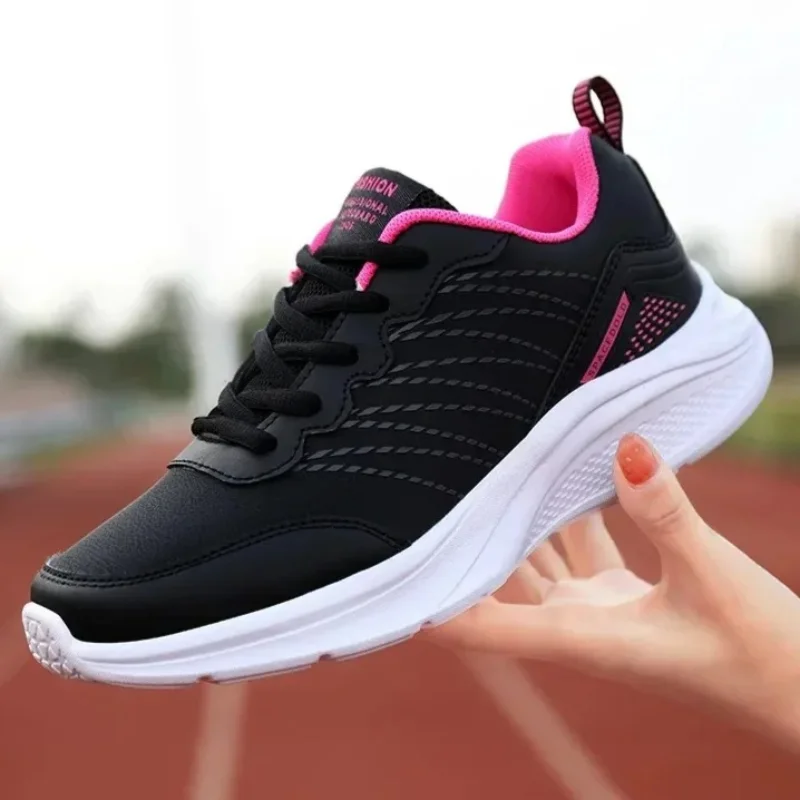 

Leather Waterproof Sports Fitness Running Shoes Women Comfort Flat Casual Sneakers Ladies Non-slip Jogging Shoes