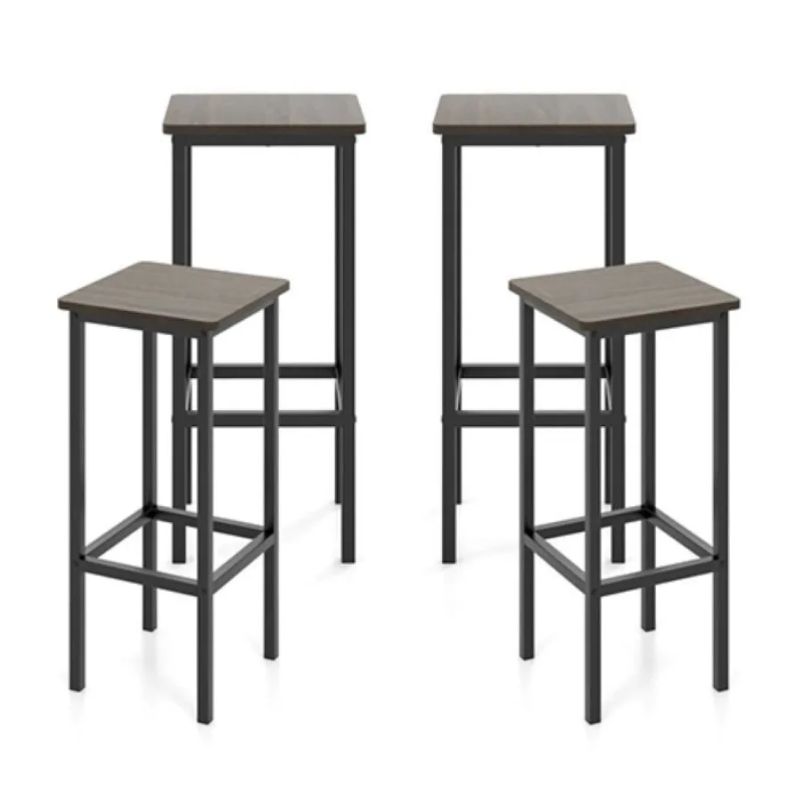 كراسي بار لتناول الطعام في المطبخ مع أرجل معدنية ومسند للقدمين #2