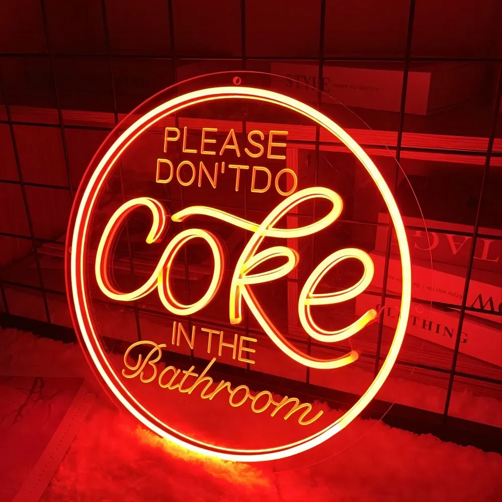 Please Don't Do Coke in The Bathroom Neon Sign Carve Personl LED Lights For Gaming Room Decors Aesthetic Support Customized