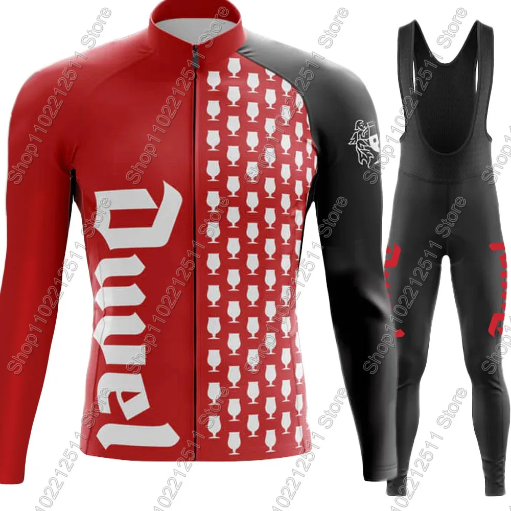 

Комплект велосипедного трикотажа Duvel 2025 года, пиво, Бельгия, красный костюм, мужские брюки с длинным рукавом для горного велосипеда, шоссейные брюки, нагрудник Maillot ropa