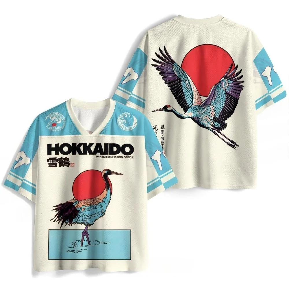 2026 Ukiyo‑e Red Crowned Crane Red Sun Baseball T‑Shirt Unisex Men Women Sports Niche Casual Short Sleeve Tee