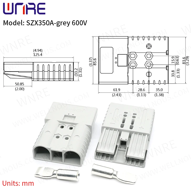 SZX350A Gray Connector Battery Wiring Terminal Plug Charging Socket Port Interface Anderson Energy Storage Connector 600V