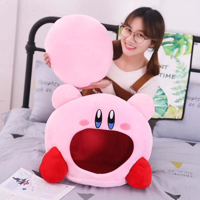 2024 New Kirby Anime Surrounding Breathable Kawaii Office Nap Head Cover Pillow Pink Hat Cartoon Plush Toy Gift For Girlfriend