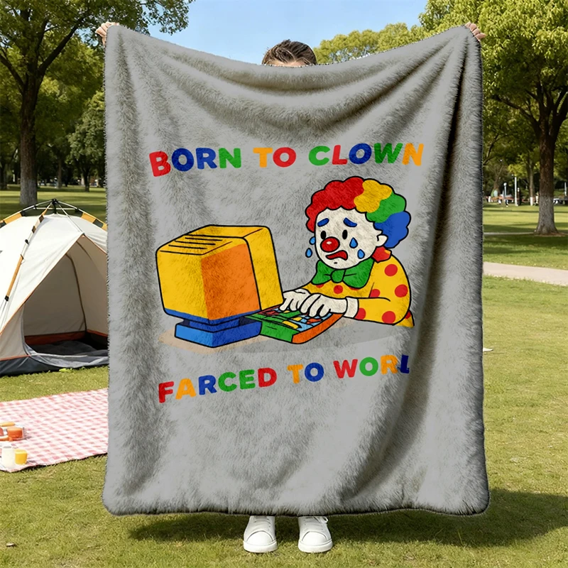 Funny Sarcastic Clown Meme Flannel Throw, Clowncore Cozy Blanket, Womens, Mens, Colors Flannel Blanket