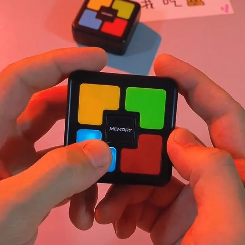 

Children's Memory Game Console with Led Lighting and Sound Effects, Multi-Player Interactive Toy to Train Hand-Eye Coordination