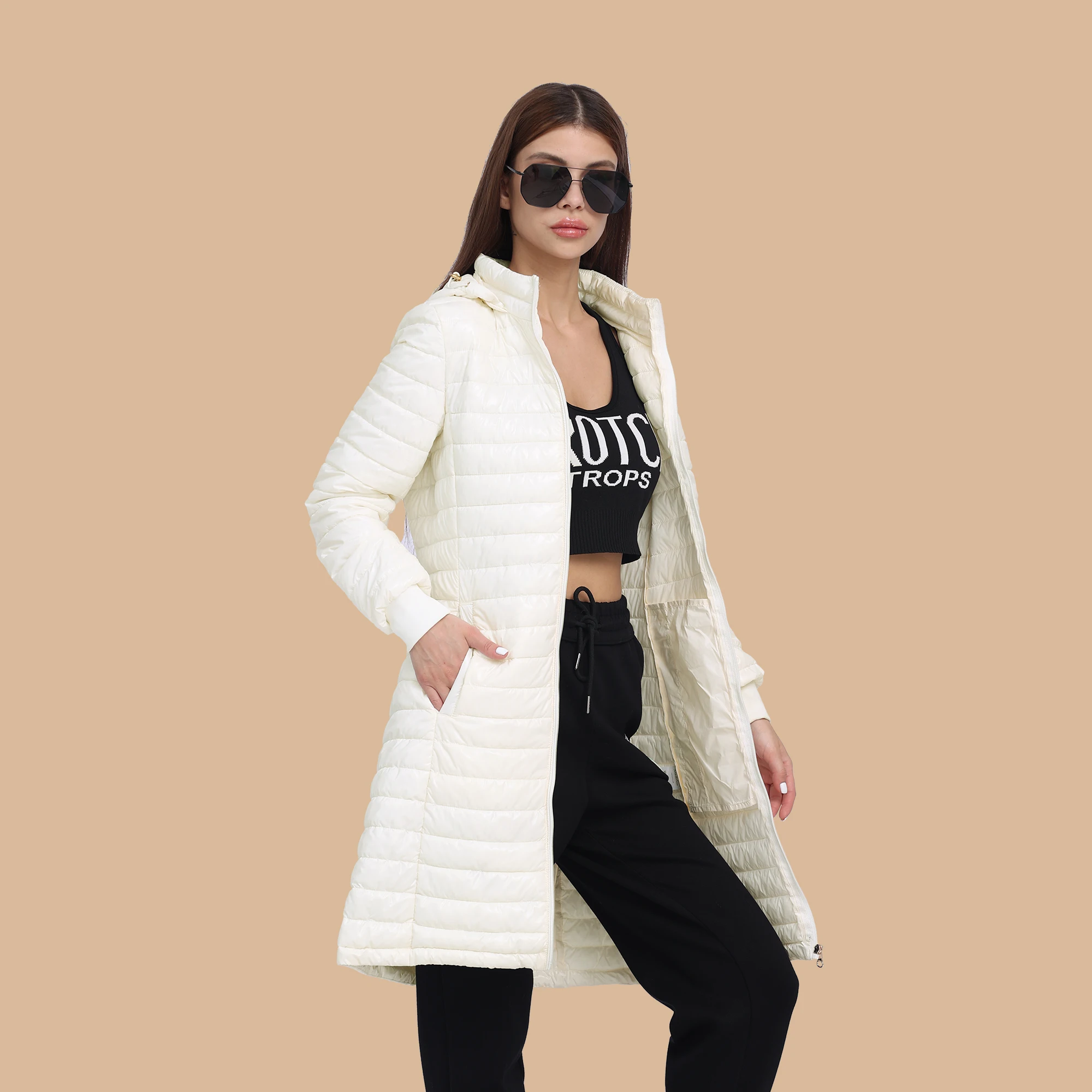 SANTELON donna lungo caldo piumino ultraleggero cappotto con cappuccio regolabile femminile inverno esterno leggero Parka portatile