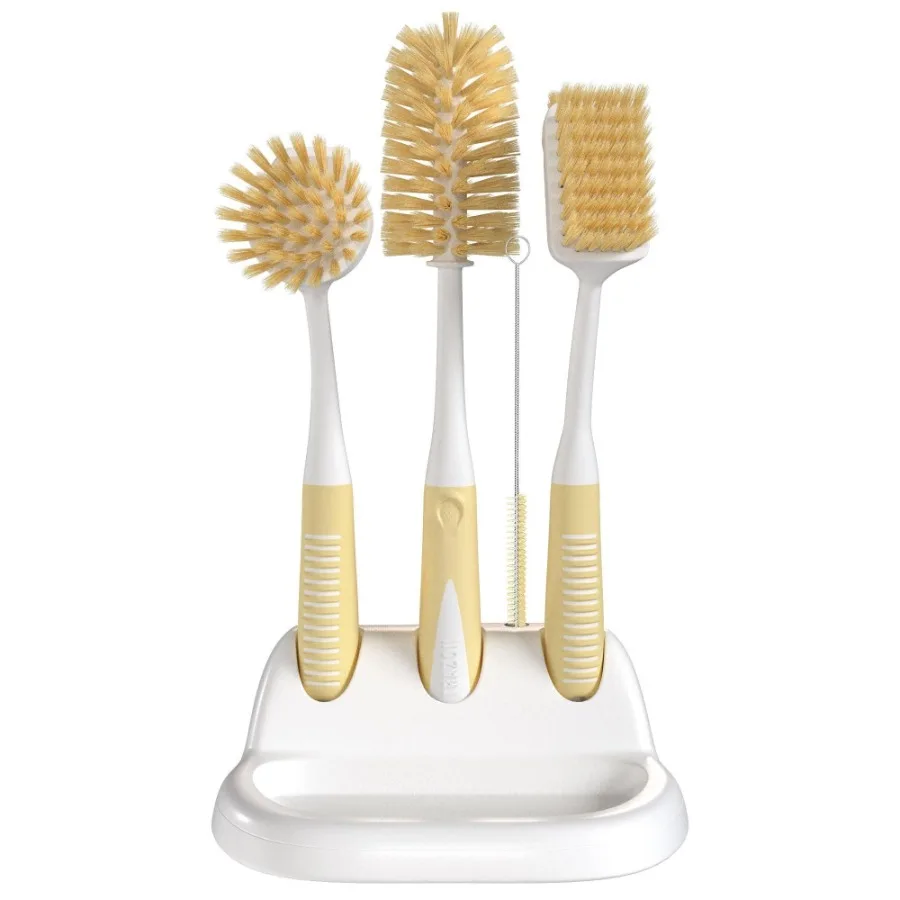 

Dish Brush Set of 5 with Convenient Holder Bottle Water Brush Dish Scrub Brush Scrubber Brush and Straw Brush Kitchen Scrub Bru