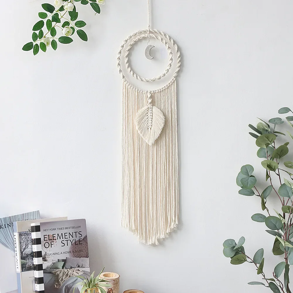 

Fabric Tapestry Half Moon Dream Catcher Bohemian Ethnic Tapestry, Bohemian Decorative Single Handmade Apartment Decoration