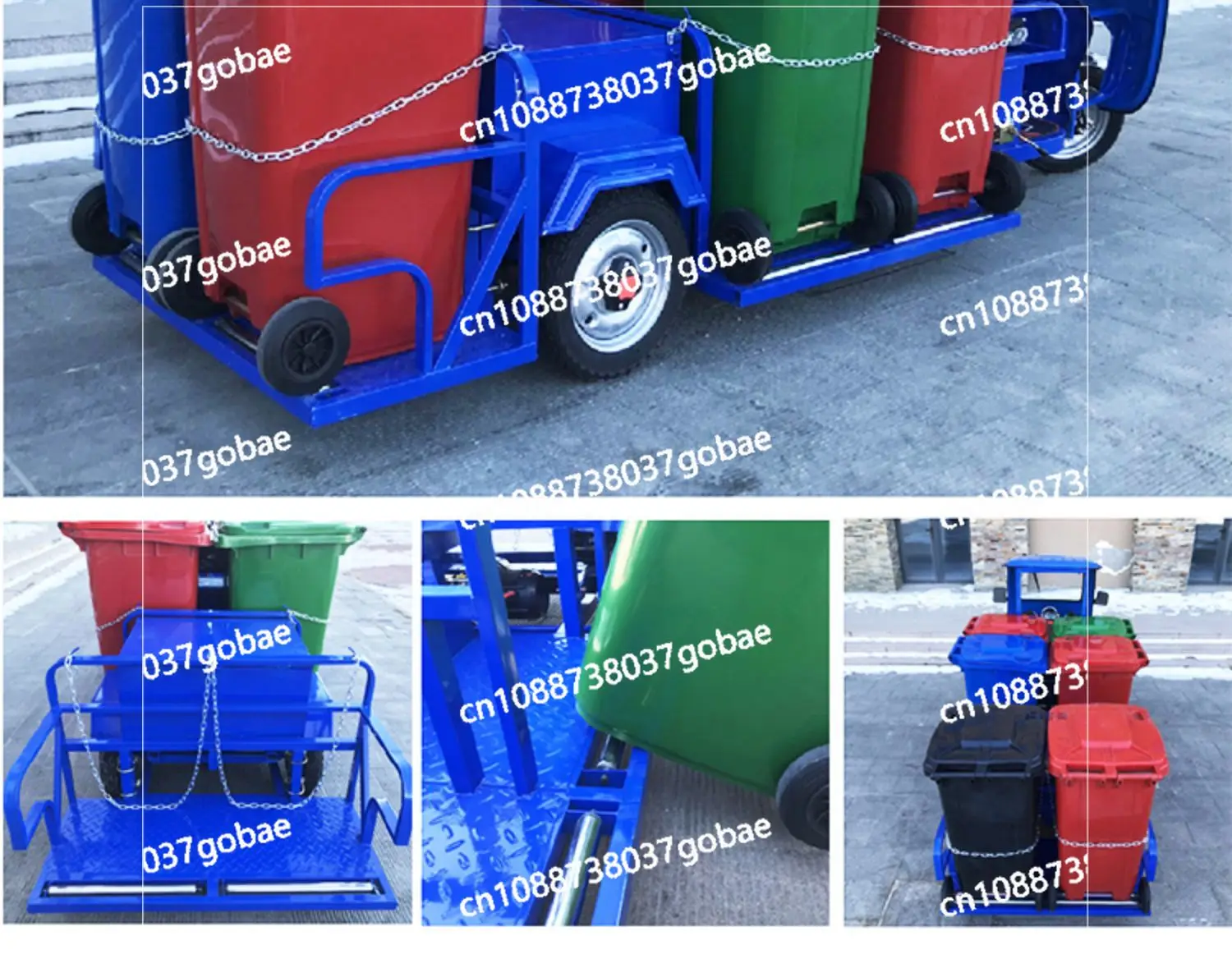 Electric Rubbish Collector Property School Cleaning Four Or Six Barrels Garbage Removal Transfer Tricycle