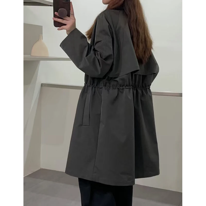 

angu Long Sve Windbreaker Material Women's Ele Twill Jaet Micro Glossy And Well-Structured Stand Collar Outerwear