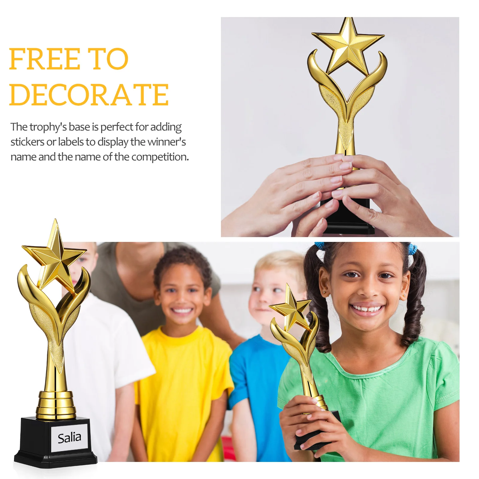 Trophée Créatif en Forme d'Étoile Décoratif en Plastique pour Enfant, Modèle de Récompense Unique, Cérémonie de Coupe