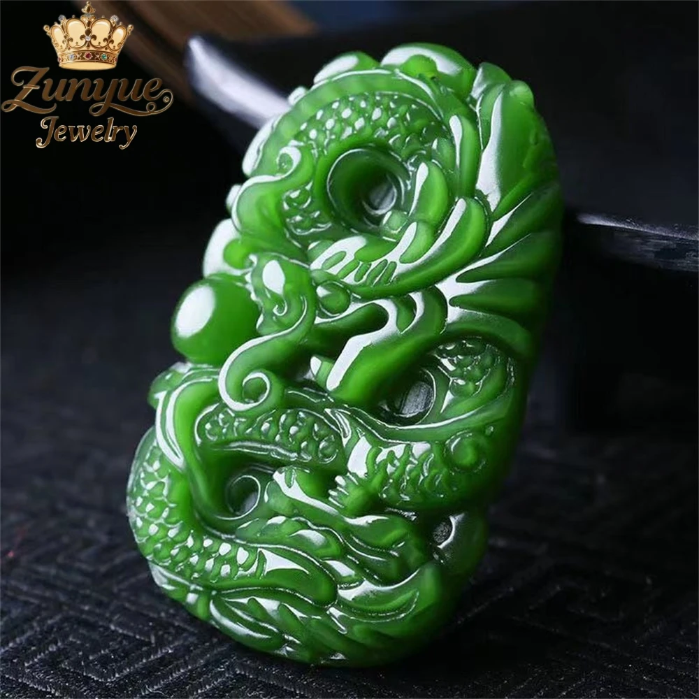 

Natural Hetian Jade Dragon Pendant Luxury Quality Jewelry Fashion Jewelry Handicraft Best Selling Exquisite Elegant Charms Gift