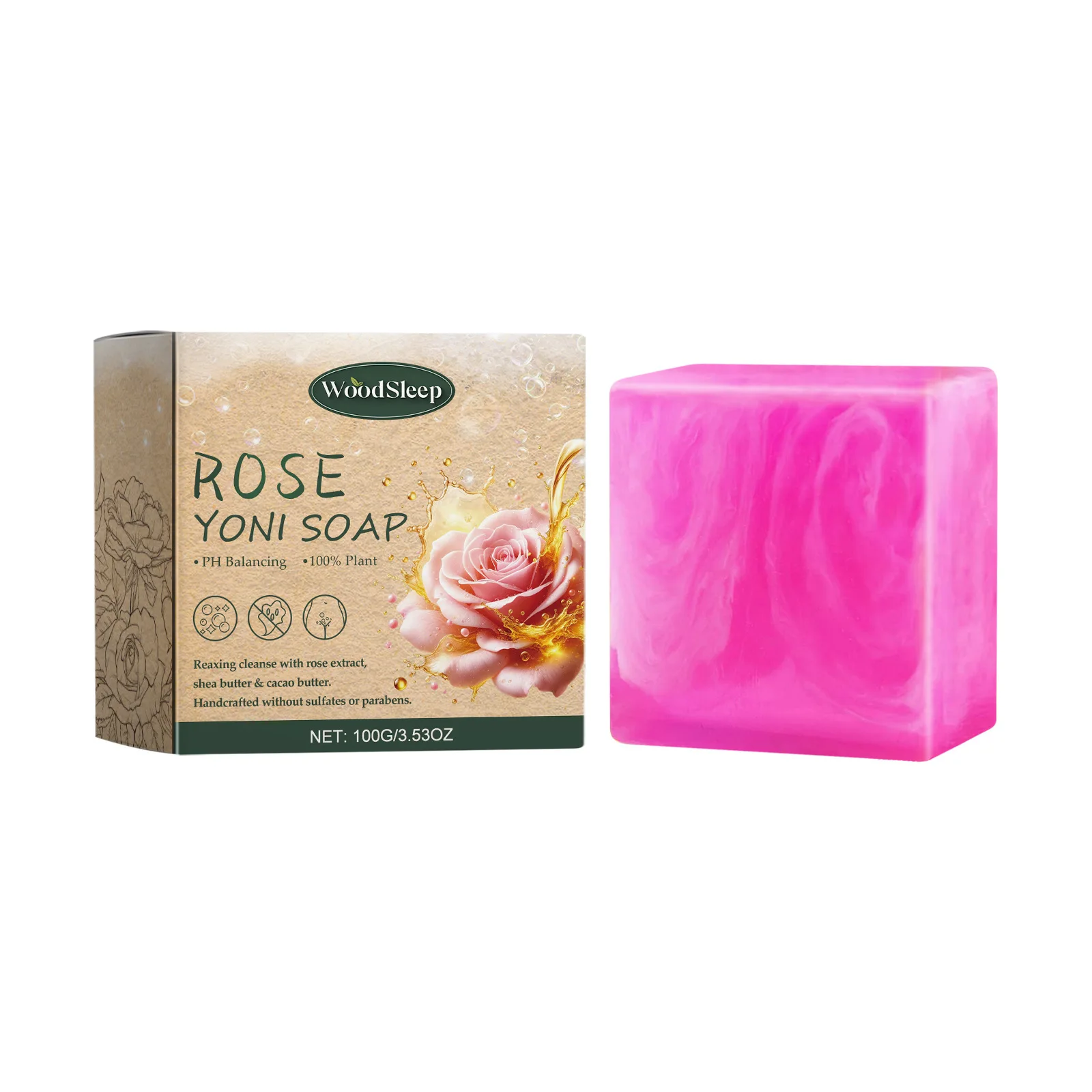 Rose Yoni Soap Vaginal Wash Deodorant Vagina Smooth Tighten Reduce Itch Feminine Hygiene Cleansing Gynecological Care Product