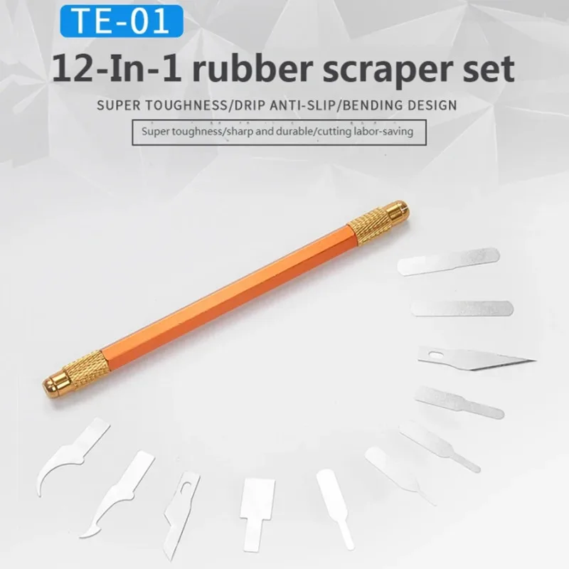 

TE-01 Hand Tool Set Glue Remover Knife Mobile Phone Motherboard CPU IC Chip Pad Removing Glue Blade Cleaning Tool