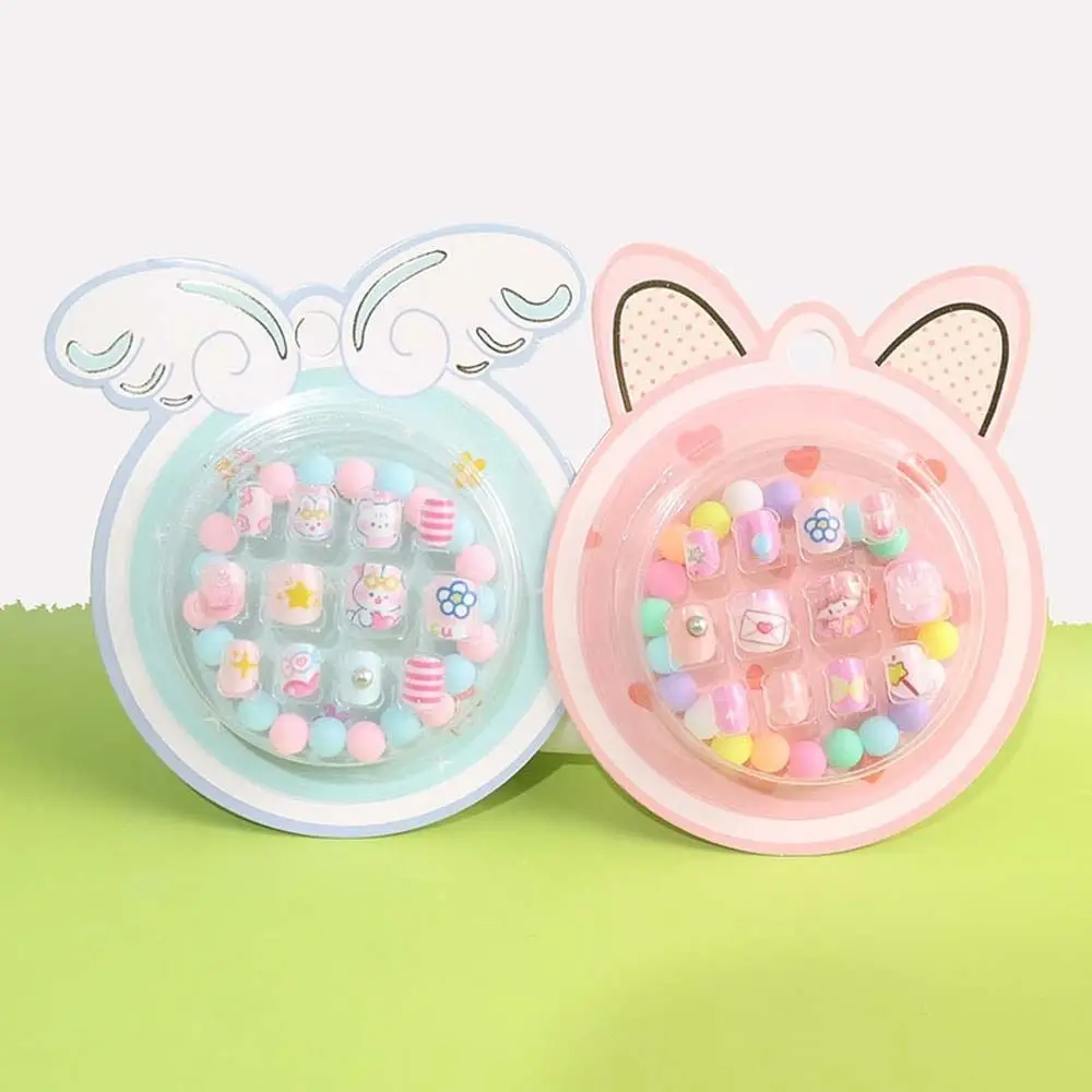 

12Pcs/set Manicure Material Children False Nails Bracelet Nail Accessories Full Cover Nail Art Tips Cartoon Fake Nails Rabbit