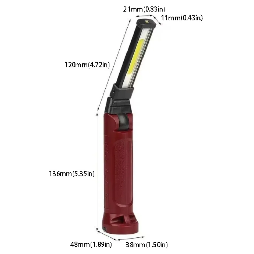 

180° Folding USB Rechargeable Work Light With Hanging Hook USB Rechargeable COB Work Light With Magnetic Portable Design