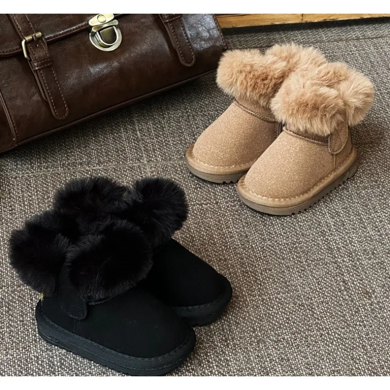 

Fashion Child Boots 2025 Winter New Baby Plush Snow Boots Child Walking Shoes Newborn Men's and Women's Versatile Cotton Boots