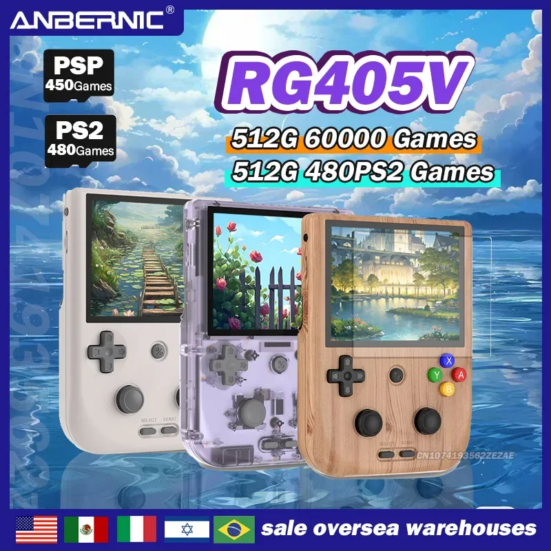 Genuine ANBERNIC RG405V Android 12 Built-in Six-axis Gyroscope Sensor 4-inch IPS HD Touch Screen Portable Retro Game Machine