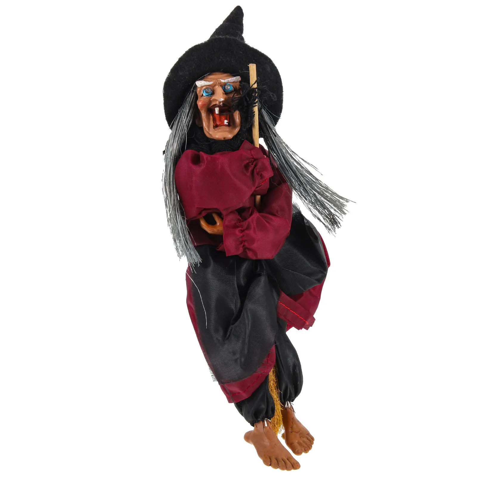 Halloween Hanging Witch Scary Voice Sense Eyes Glow Loud Scream Horror Hanging Decoration Random Color Halloween
