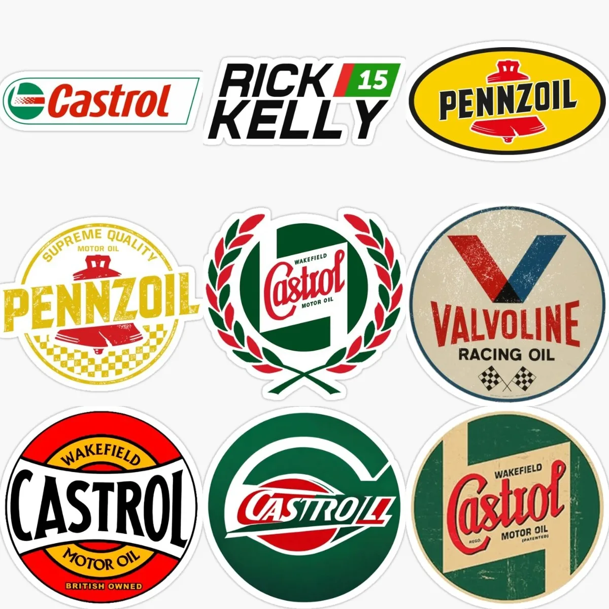 Valvoline Texaco Castrol Motor Oil Pennzoil Creative Badge Stickers Truck Car Bumper Laptop Motorcycle Off-road Racing PVC Decal