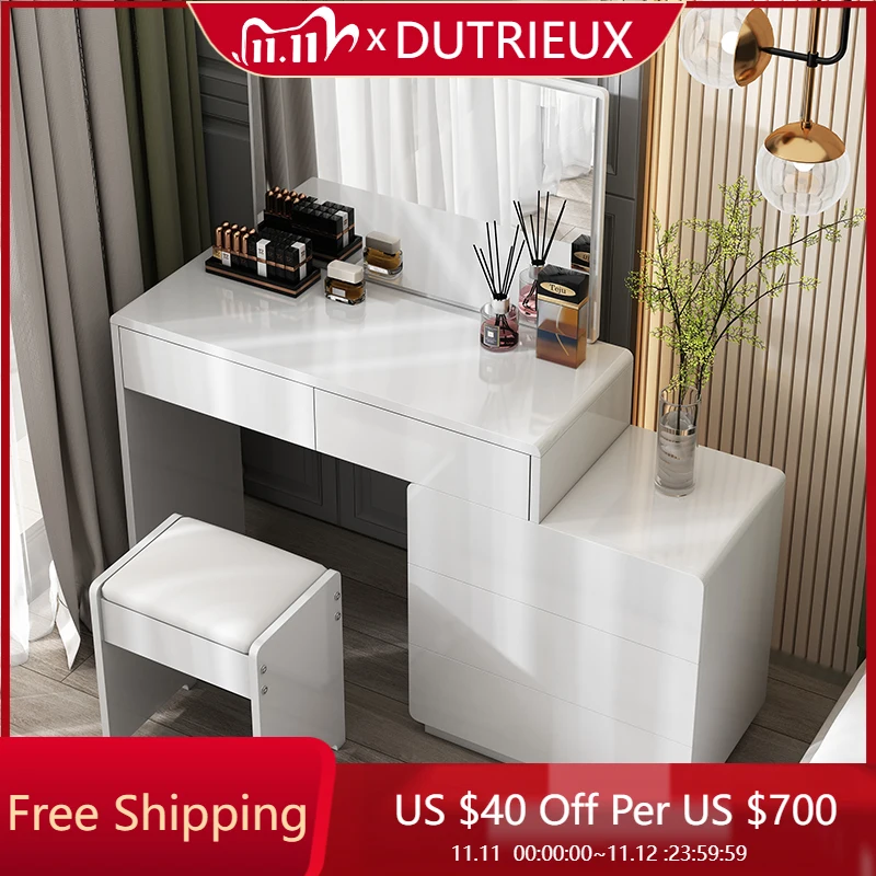 

Luxury Modern Vanity Table Bedroom Makeup Mirror Drawers Dressing Table Storage Living Room Penteadeira Lounge Suite Furniture