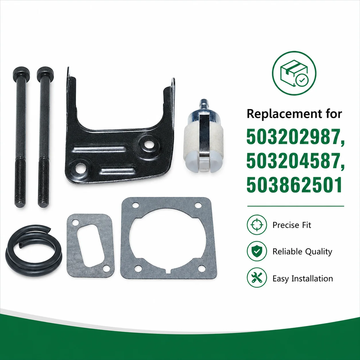 For Husqvarna 340 345 346XP 350 353 Chainsaw Muffler Bracket Bolt Gasket Kit Replaces 503204587 503862501