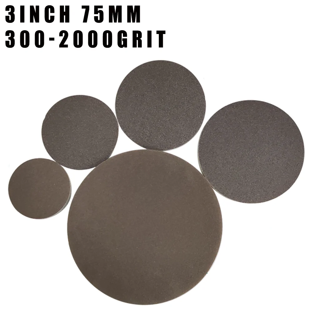 

5 Pcs 3" Inch 75mm Metal Plastic Shell Abrasives Sanding And Polishing Foam Sand Disc Sponge Sandpaper Brown 300-2000 Grit