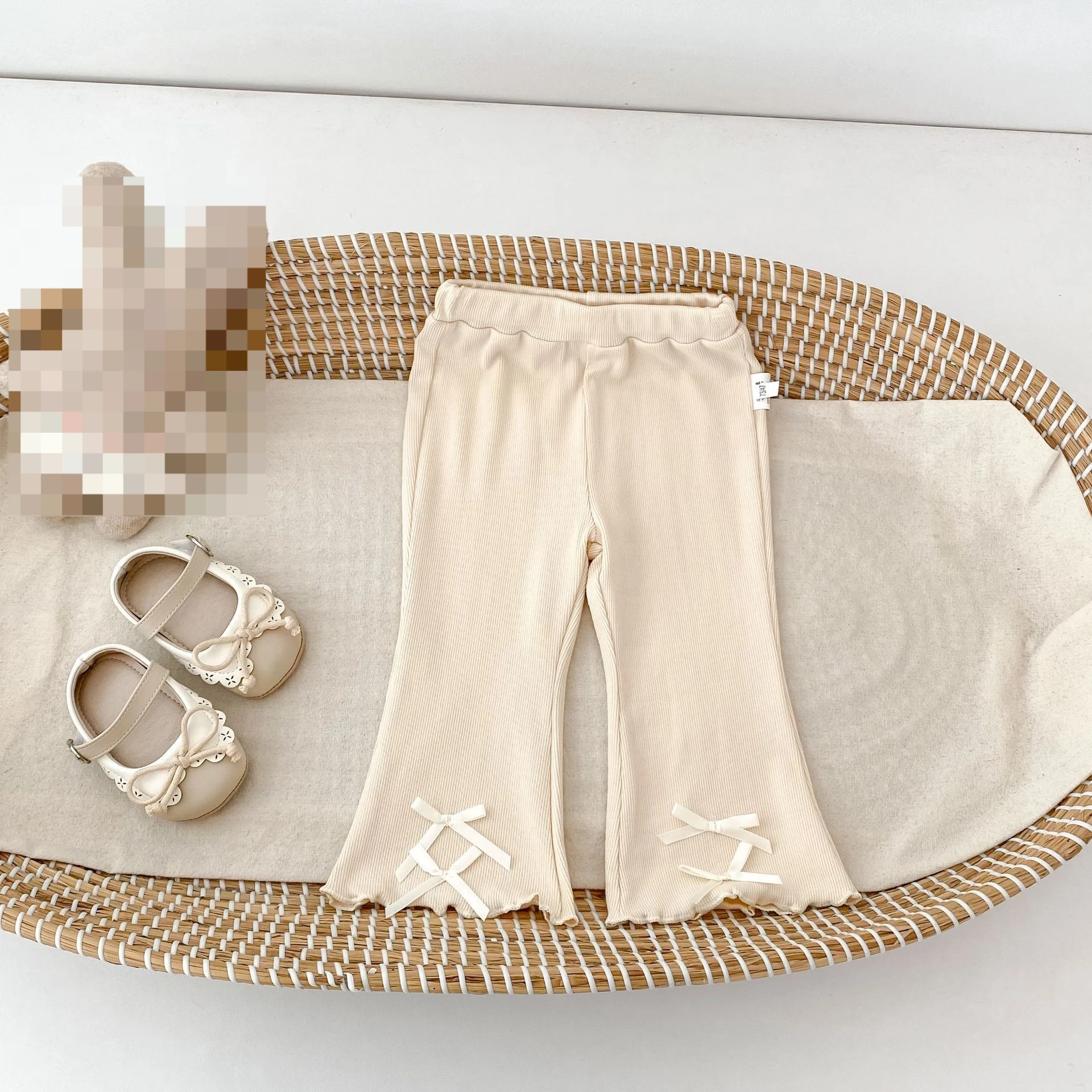 2026 New Girls Leggings Baby Flare Leg Outerwear Bow Knot Pants Spring Fall Bow Print Flare Pants Loungewear