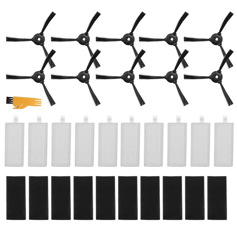 L65A 10 Filters & 10 Side Brushes for Lefant M201 T700 M520 M571 M501B M301 Robot Vacuum Cleaner Replacement Accessories Kit