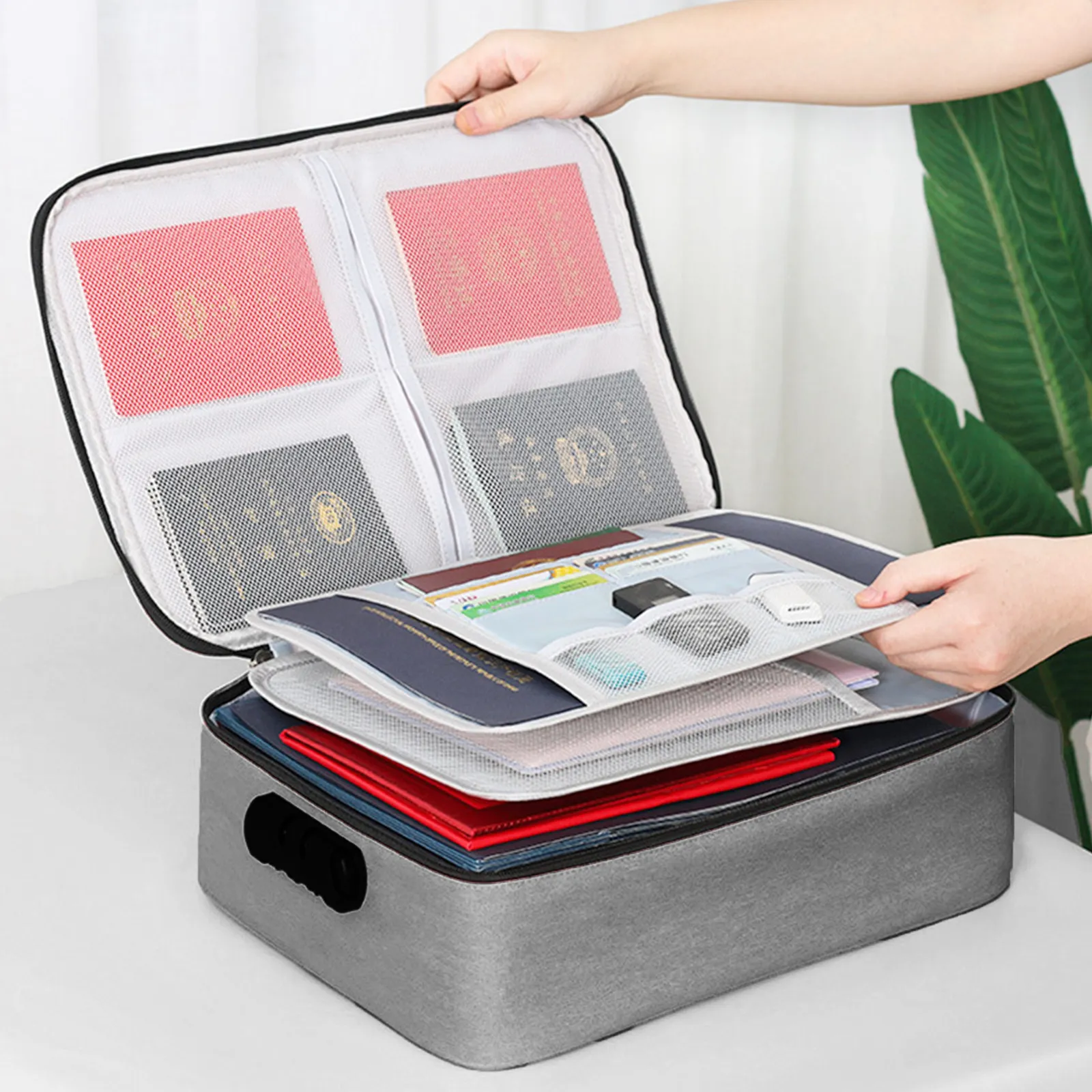 

Collapsible Document Organizer Box Waterproof Multi-Layer File Storage Bag Certificate Storage Holder for Home Office School